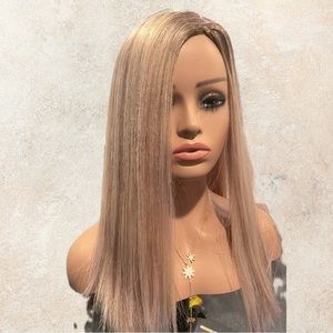PLATINUM BLONDE HUMAN HAIR ( BRAZILIAN) SILK TOPPER.